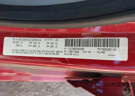 2007 Chrysler Sebring Touring z USA, uszkodzony, nr VIN 1C3LC56R27N542869